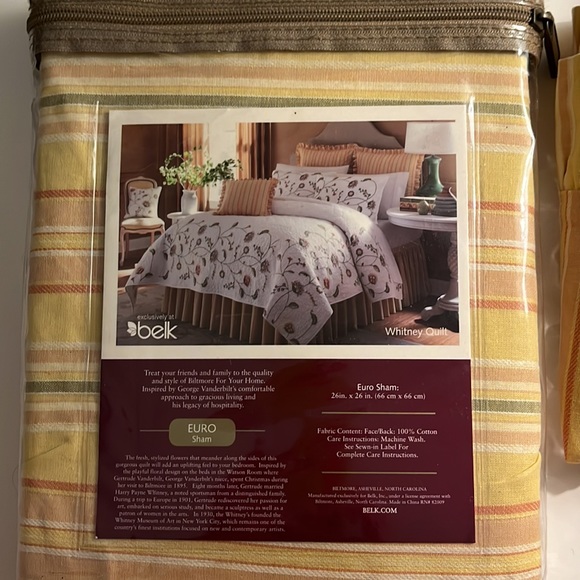 Set/2 NEW Biltmore Euro Shams Whitney Quilt Stripe - Picture 4 of 5